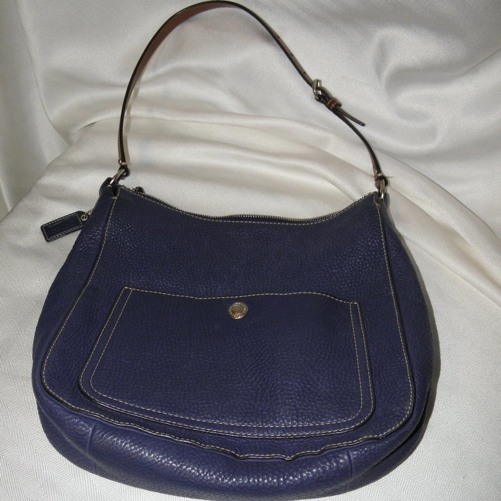Coach Navy Blue Leather Shoulder Bag
